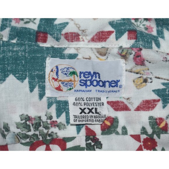 Vintage 90s 1992 Reyn Spooner Christmas Shirt Hawaiian Camp Half Button Up XXL - Picture 4 of 9